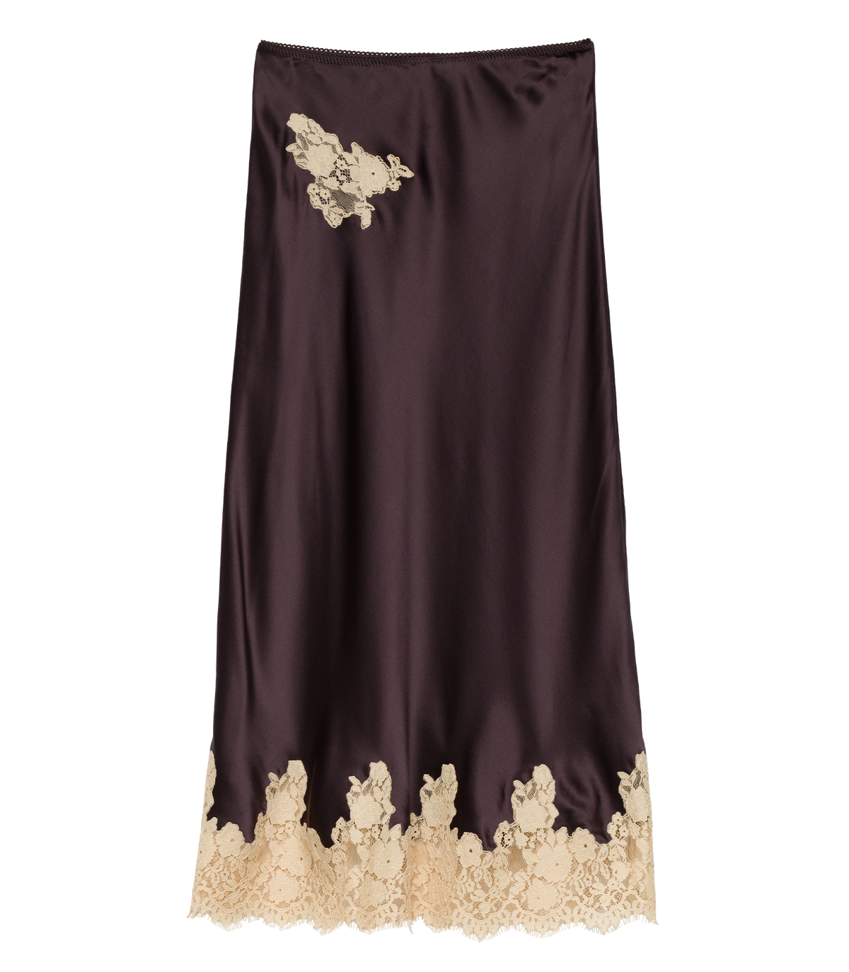 Elowen Skirt in Equestrian Brown with Cream Lace, view 10