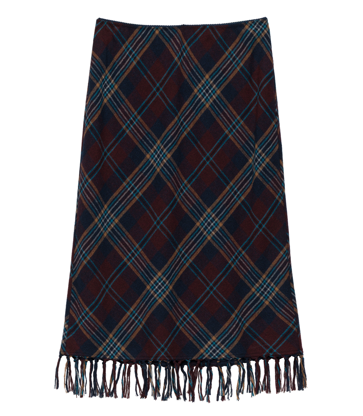 Elowette Knotted Fringe Skirt in Willoughby Plaid, view 6