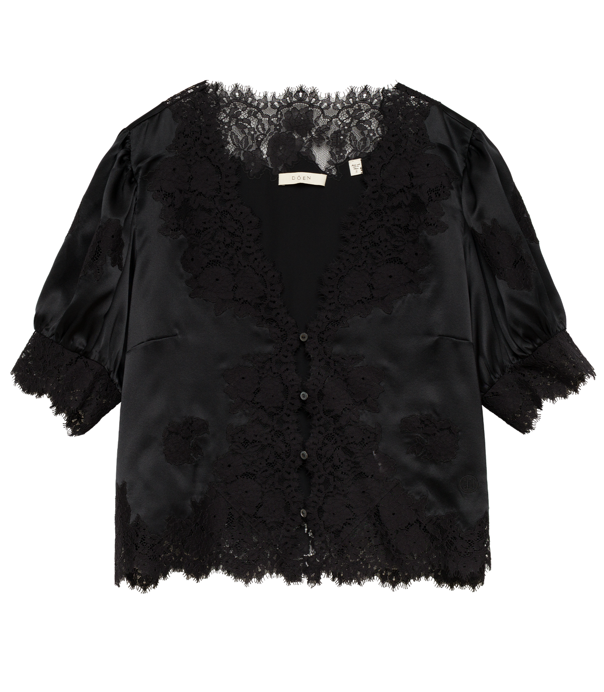 Idella Silk Satin Top in Black, view 7