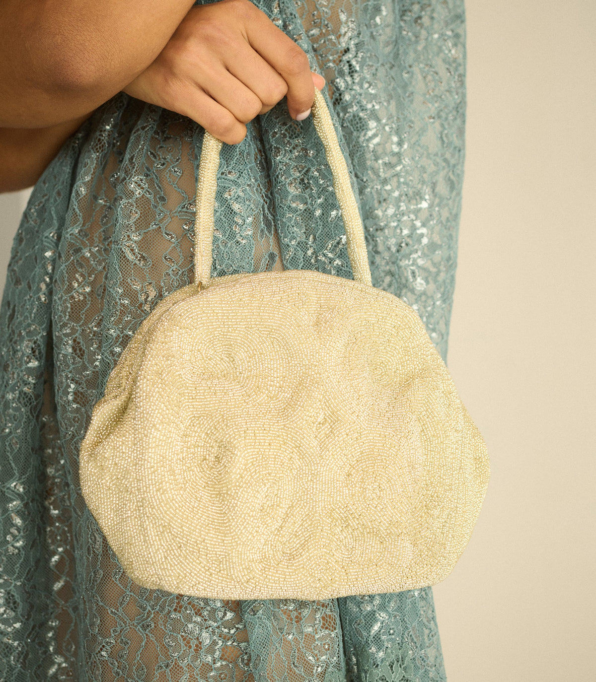 Joya Bag in Silver Crystal Beads, view 2