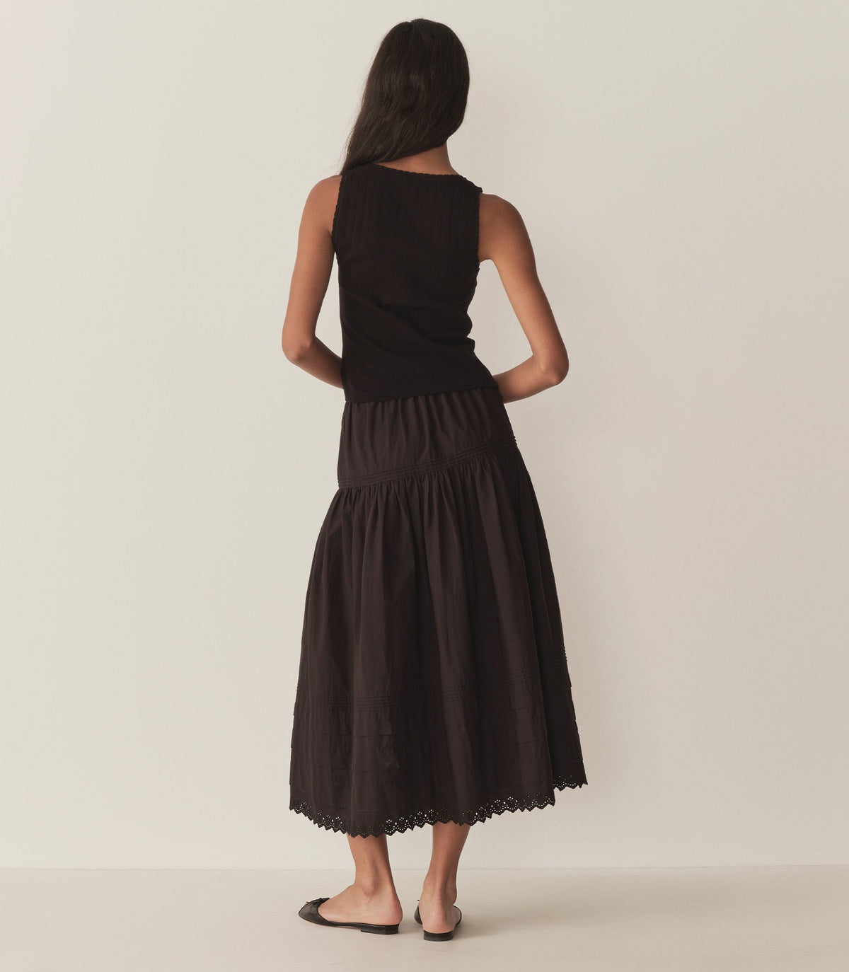 Lois Tank in Black Quelle Jolie Pointelle, view 8
