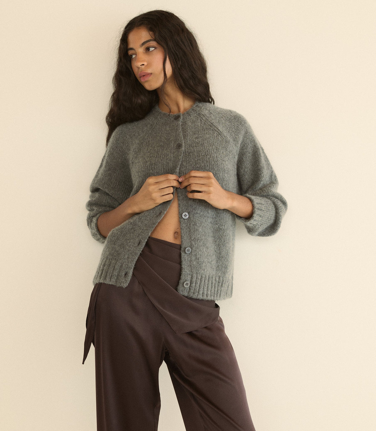 Adley Cardigan in Charcoal Melange, view 6