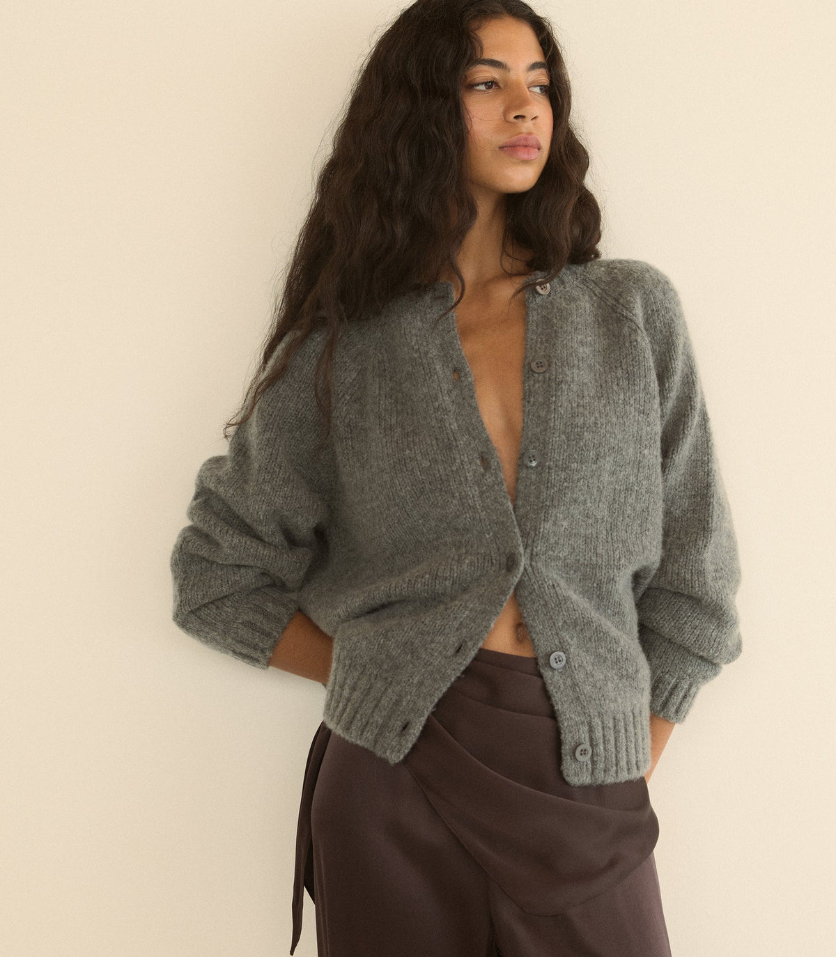 Adley Cardigan in Charcoal Melange, view 3