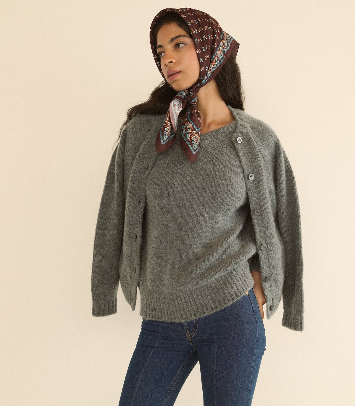 Adley Cardigan in Charcoal Melange, view 7