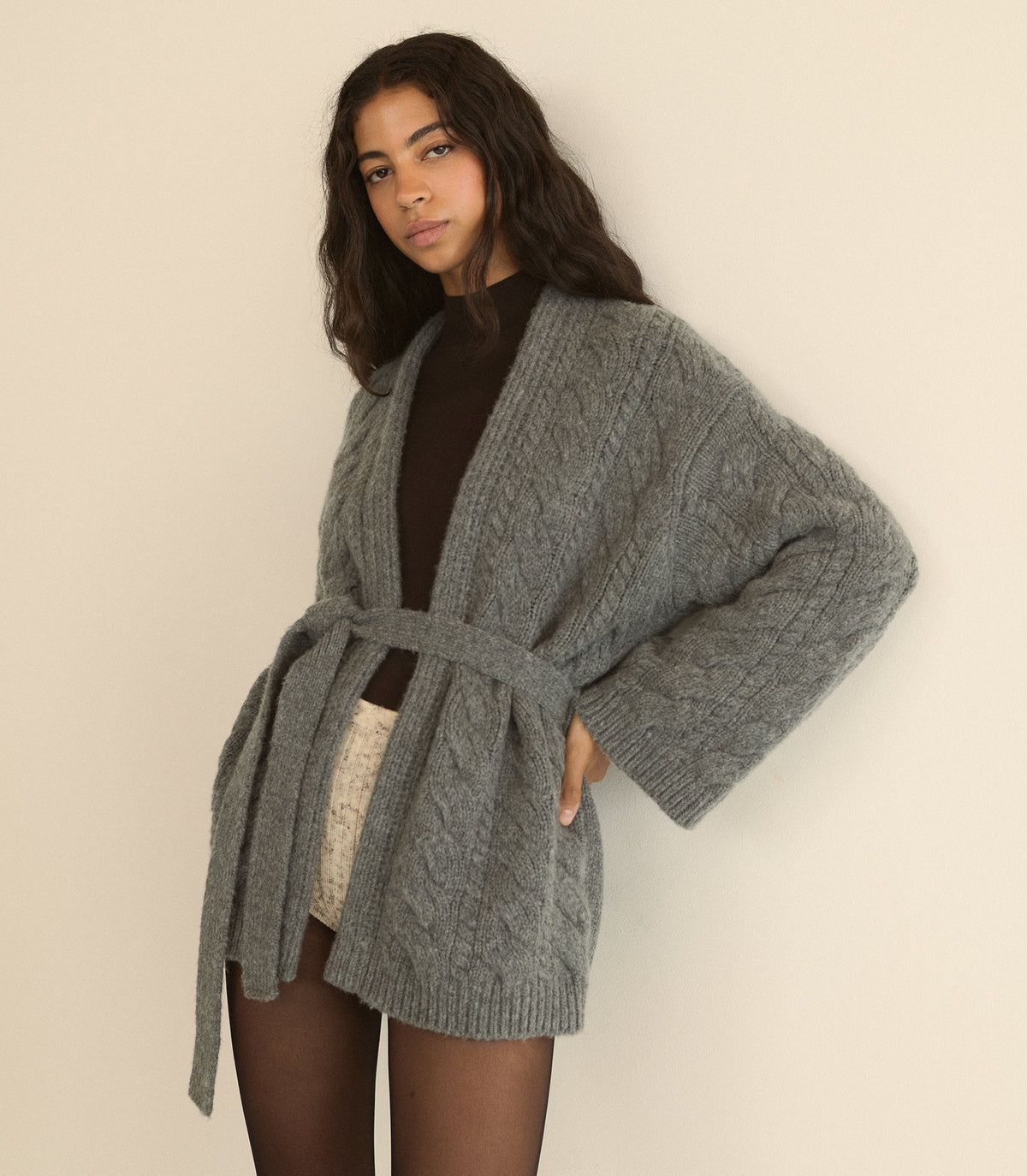 Alpine Cardigan in Charcoal Melange, view 5