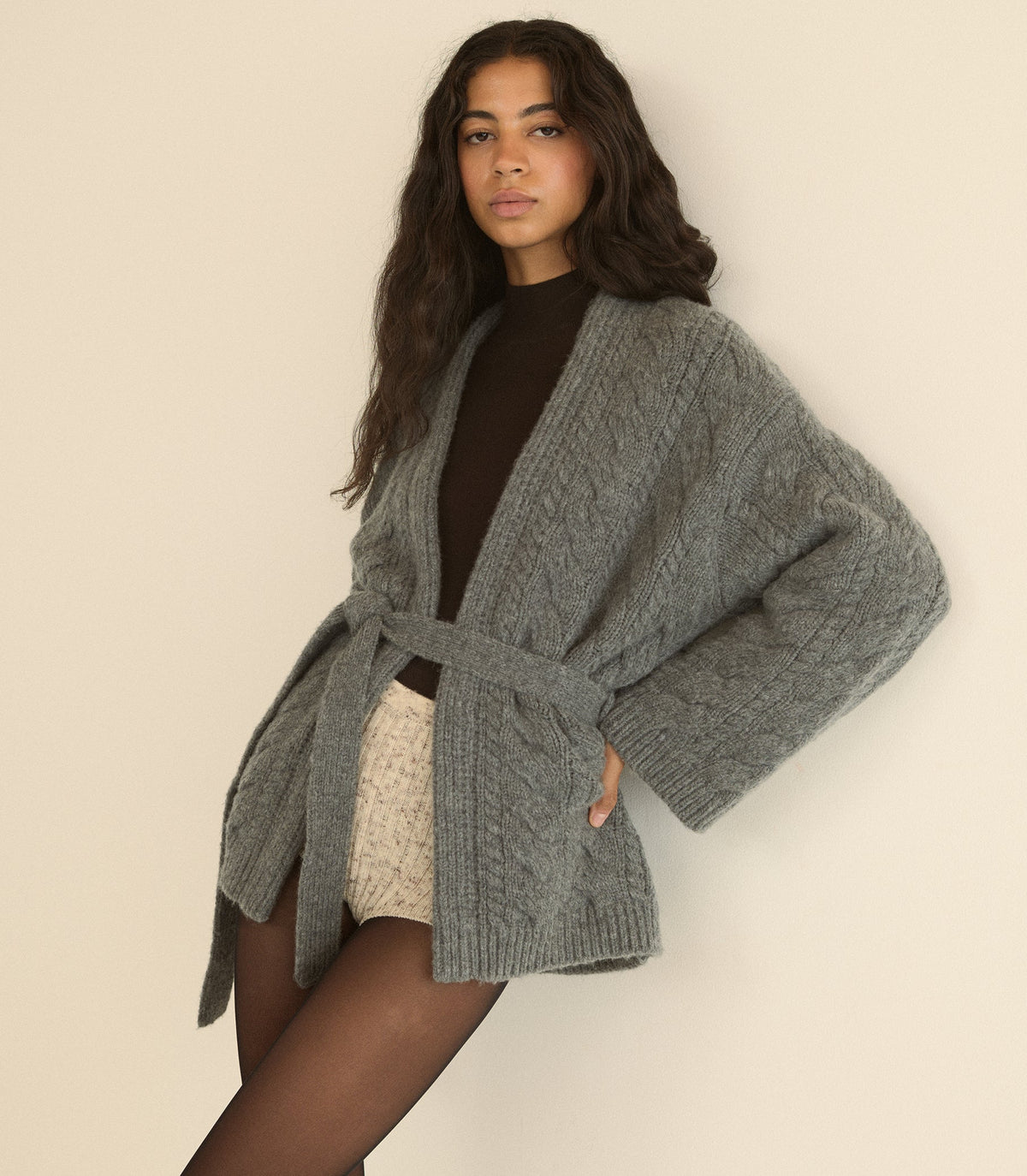 Alpine Cardigan in Charcoal Melange, view 4