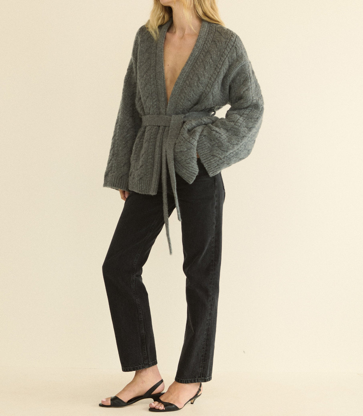 Alpine Cardigan in Charcoal Melange