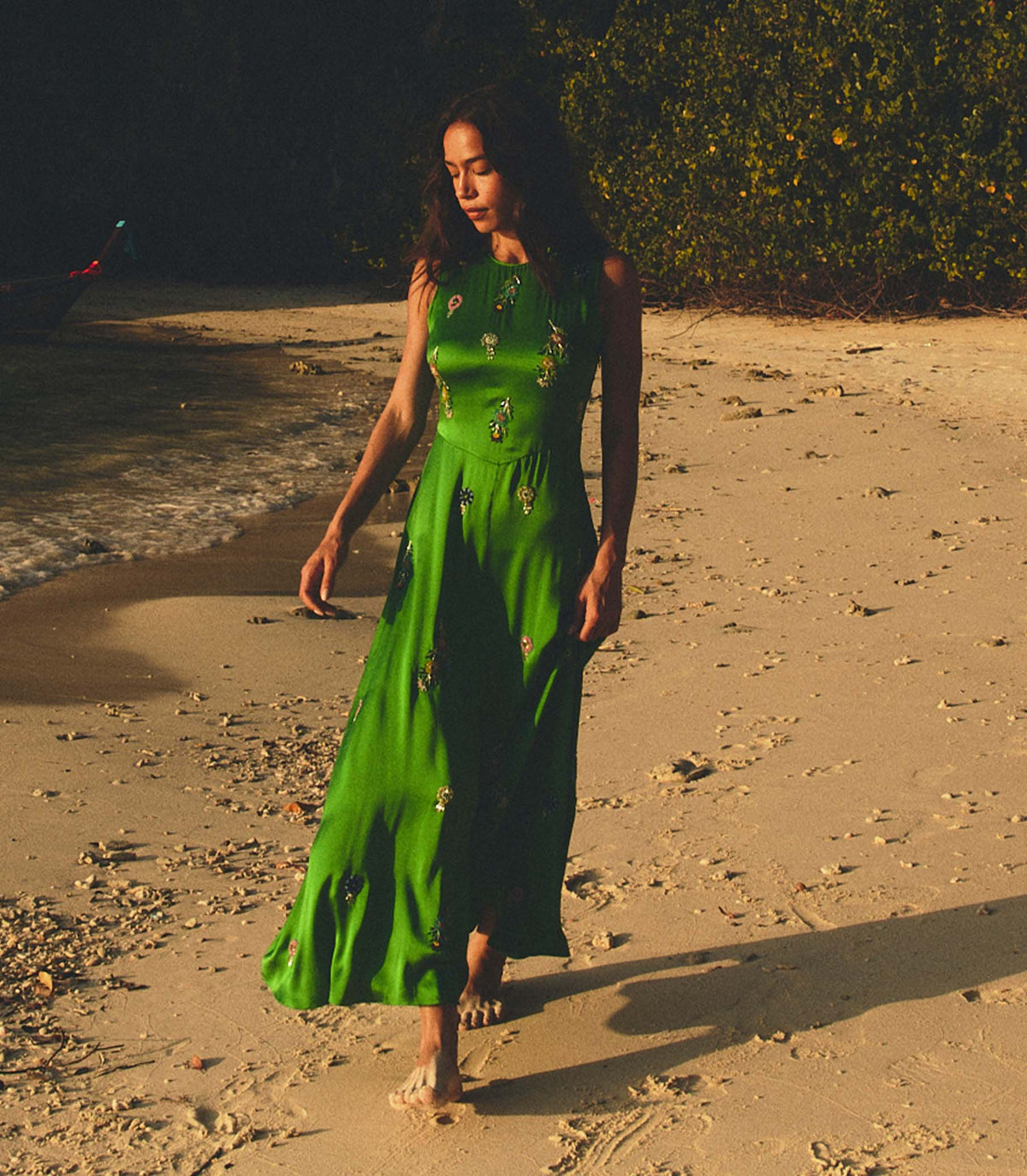 Amari Dress in Emerald, view 3