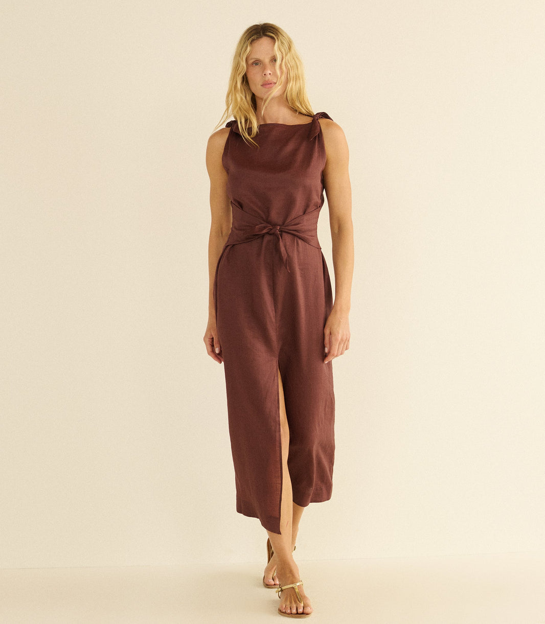 Amorette Ramie Dress in Antique Mahogany