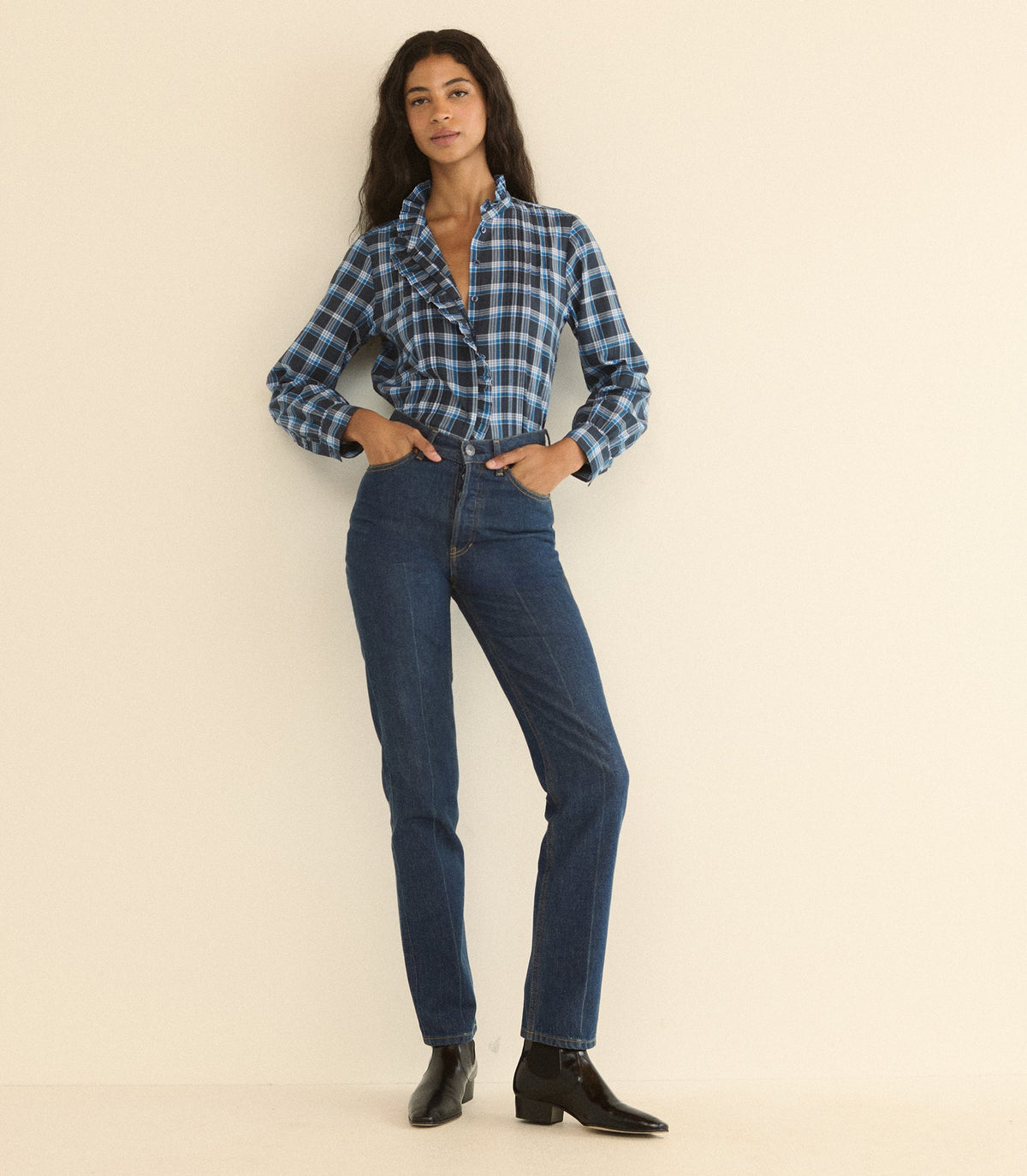 Barrett Top in Valmont Plaid, view 3