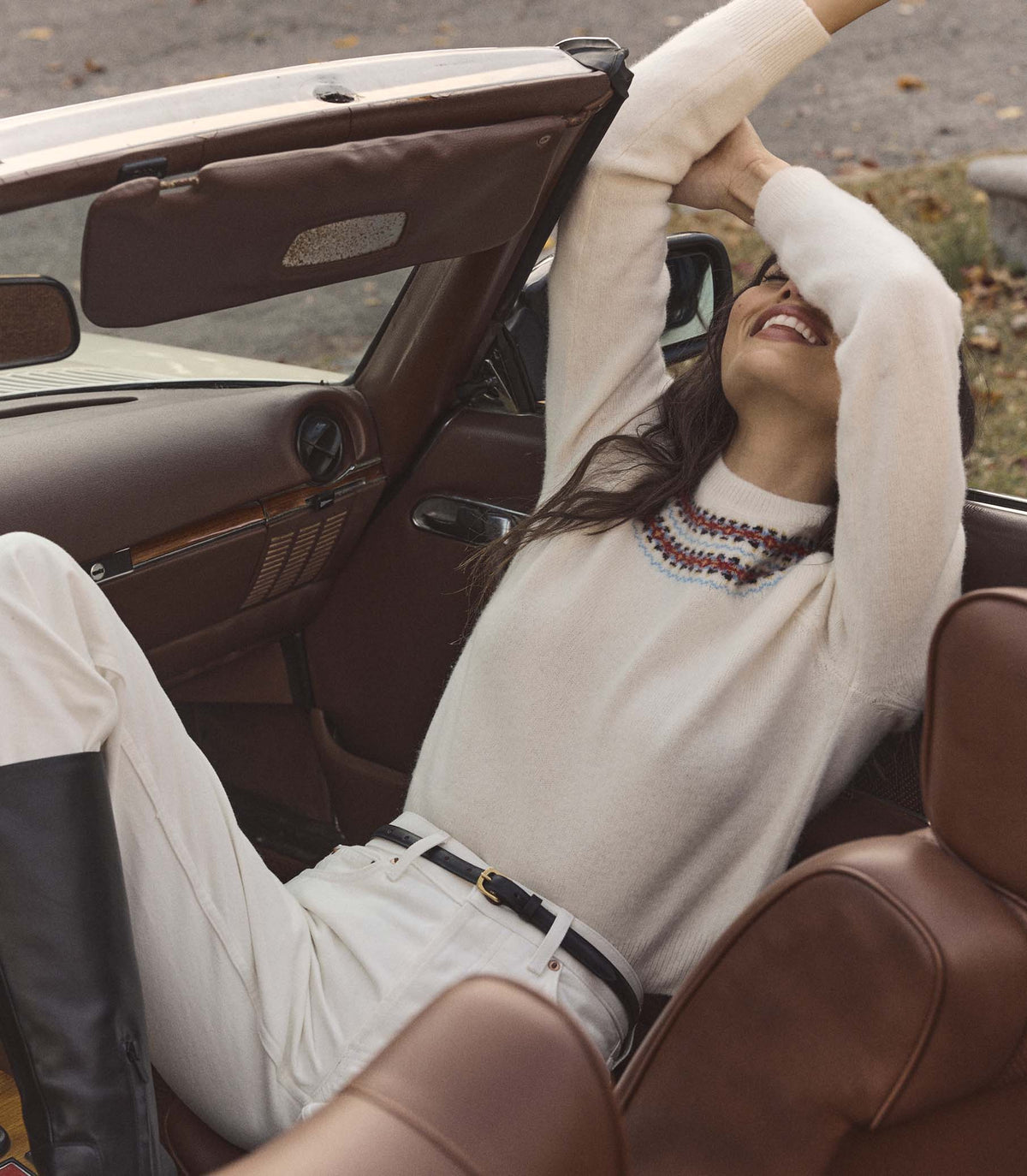 Boniface Sweater in Ivory Annecy Fair Isle, view 3
