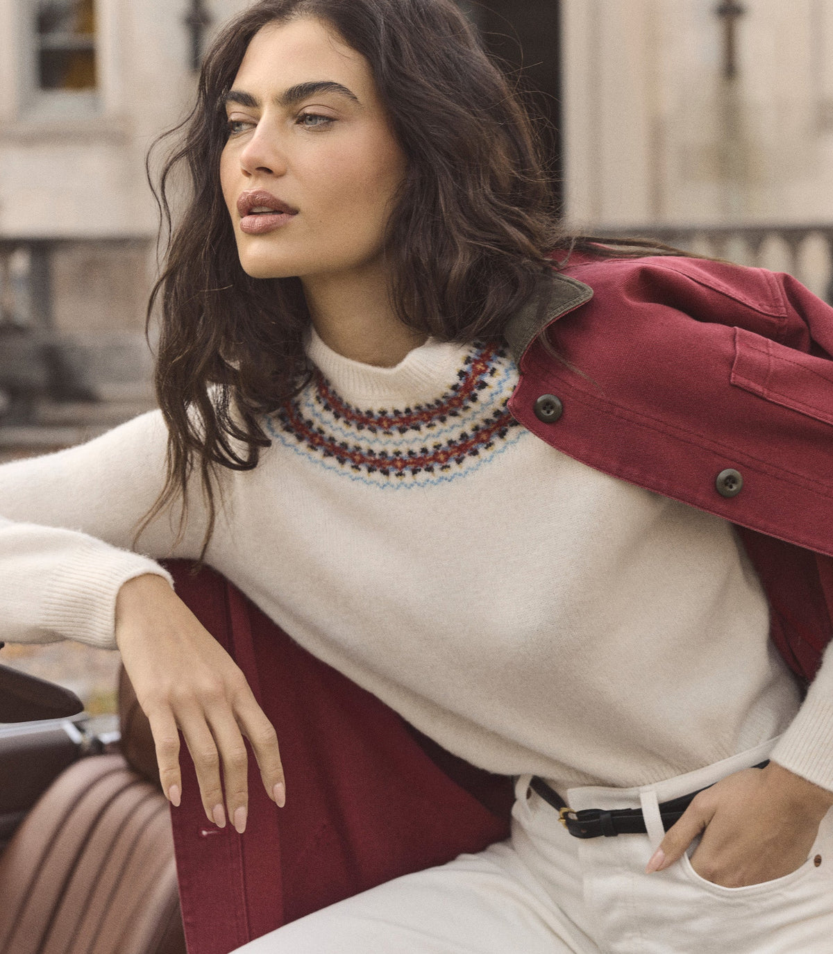 Boniface Sweater in Ivory Annecy Fair Isle, view 4
