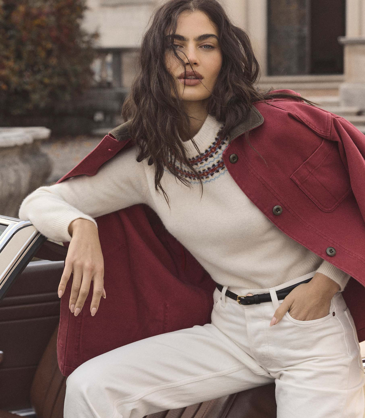 Boniface Sweater in Ivory Annecy Fair Isle, view 6