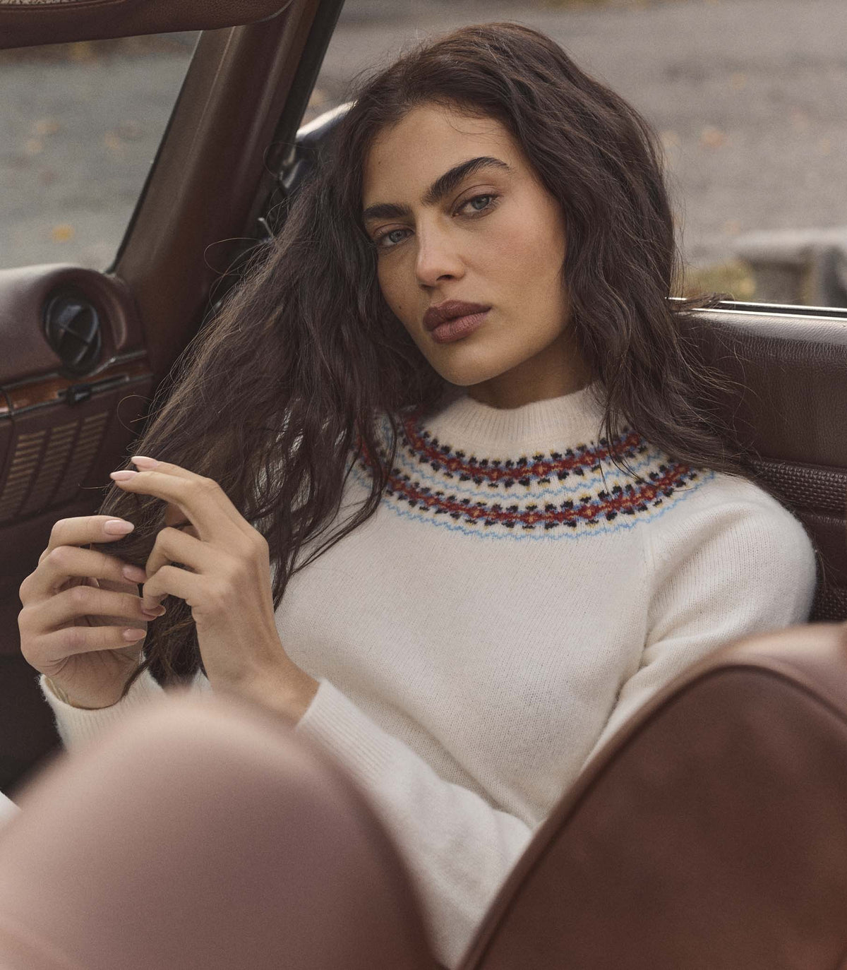 Boniface Sweater in Ivory Annecy Fair Isle, view 2