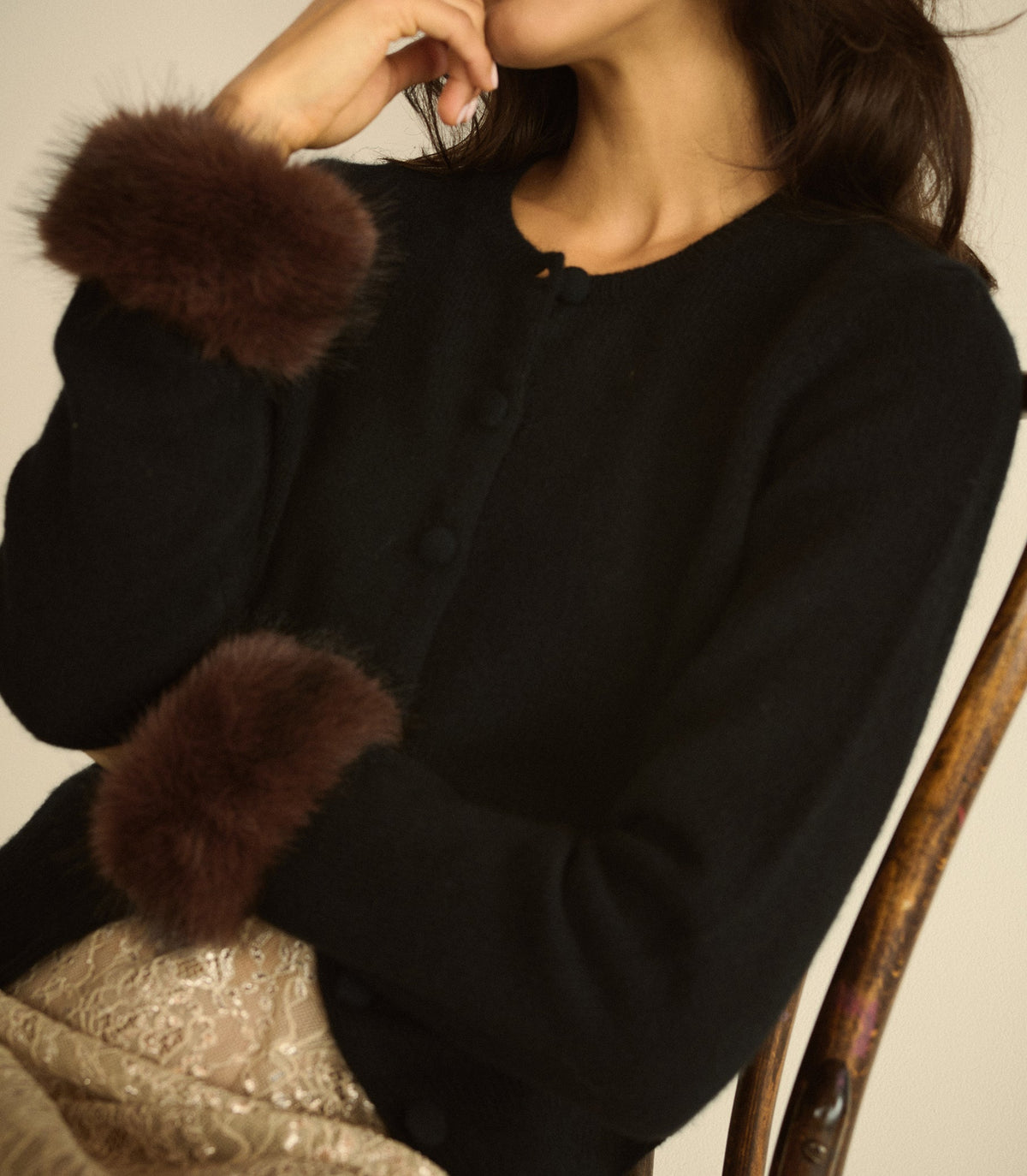 Clara Cashmere Cardigan in Black, view 2