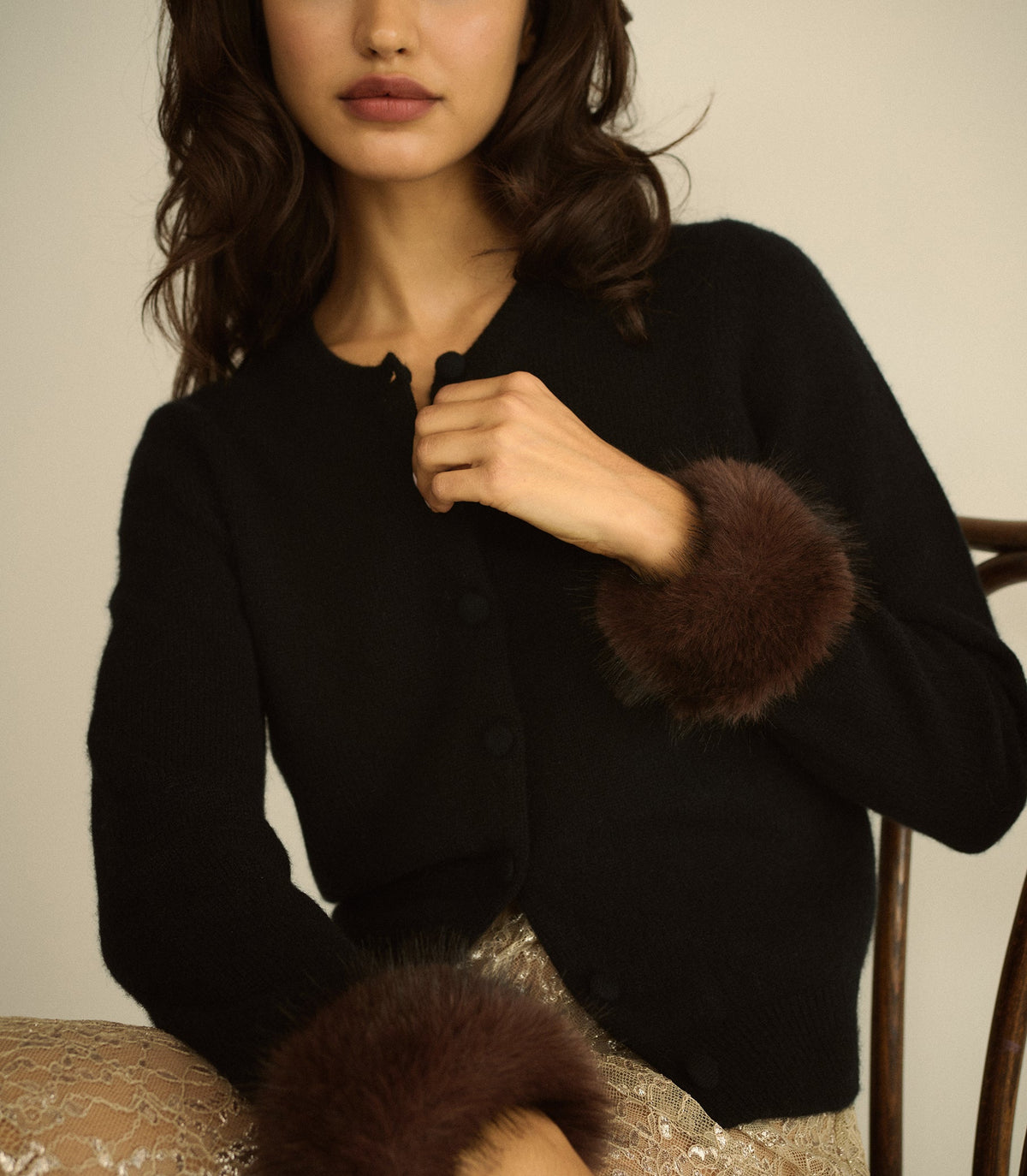 Clara Cashmere Cardigan in Black, view 3
