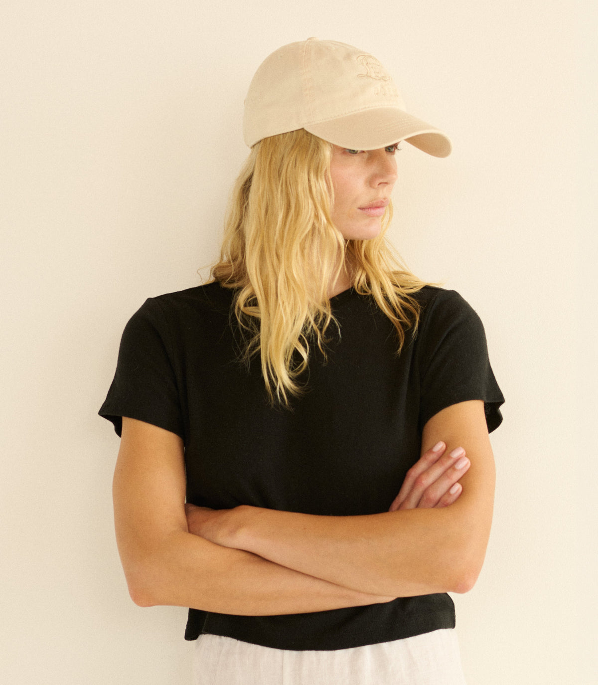 Claro Baseball Hat in Cream Cotton
