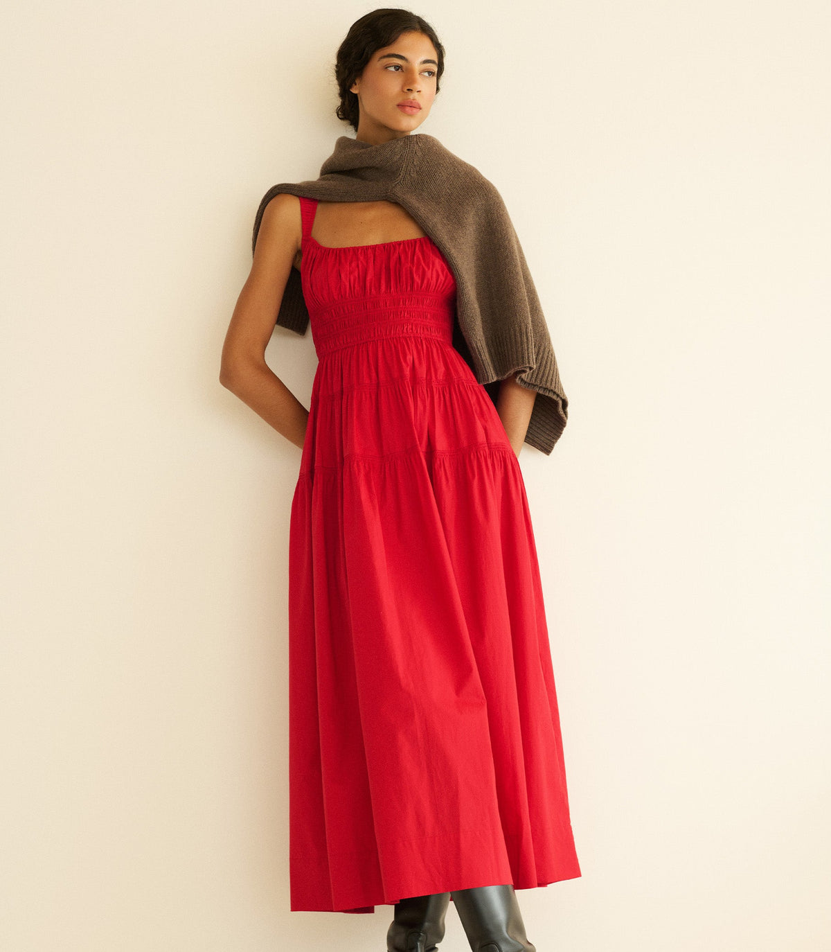 Clover Dress in Deep Tomato, view 4