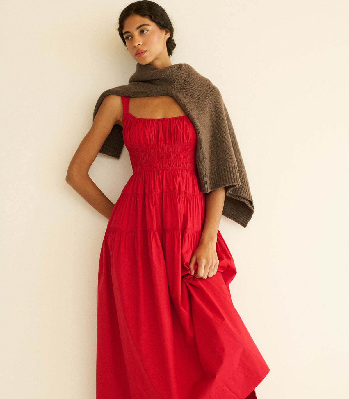 Clover Dress in Deep Tomato, view 3