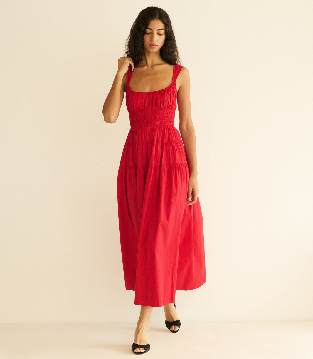 Clover Dress in Deep Tomato