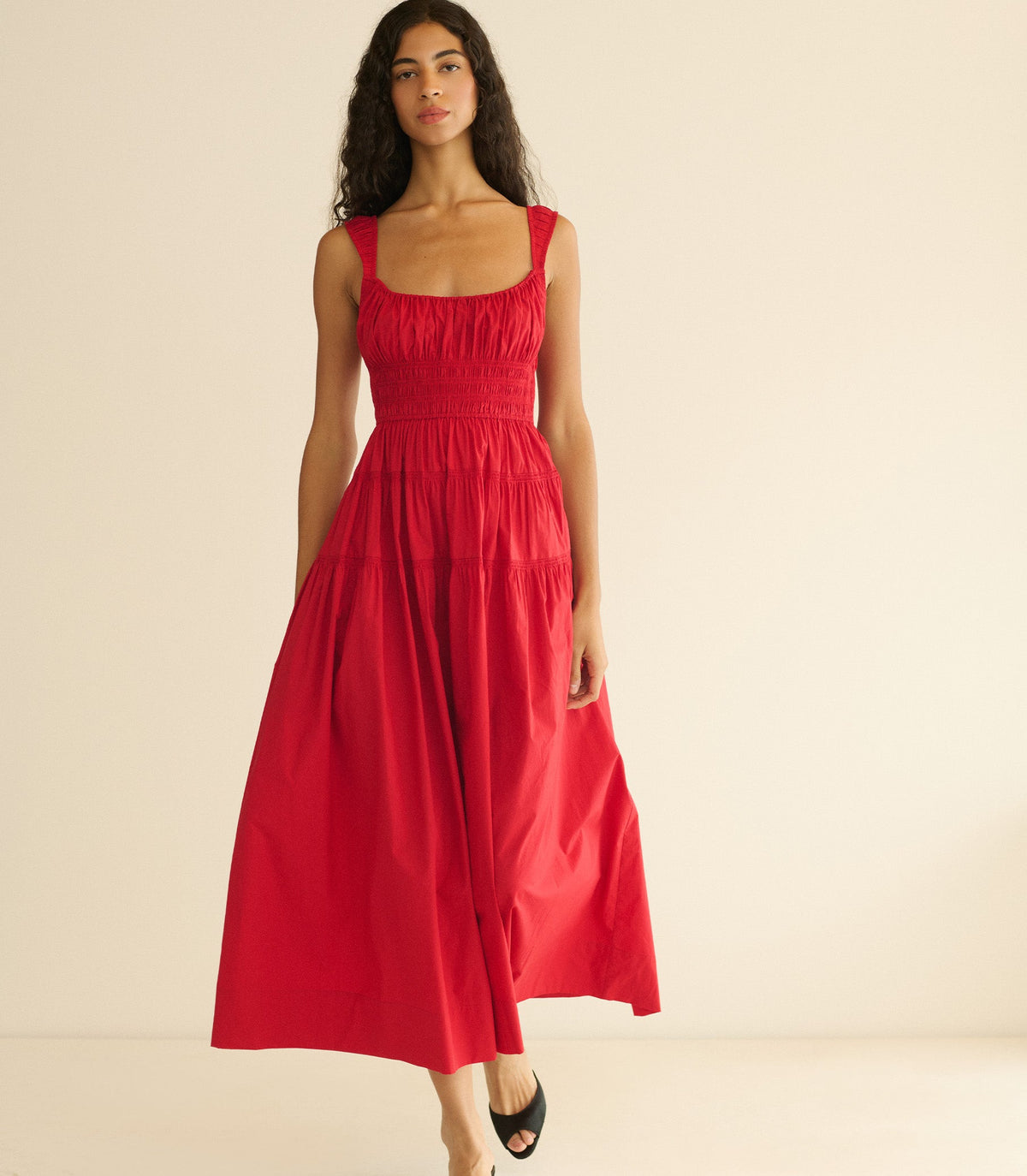 Clover Dress in Deep Tomato, view 2