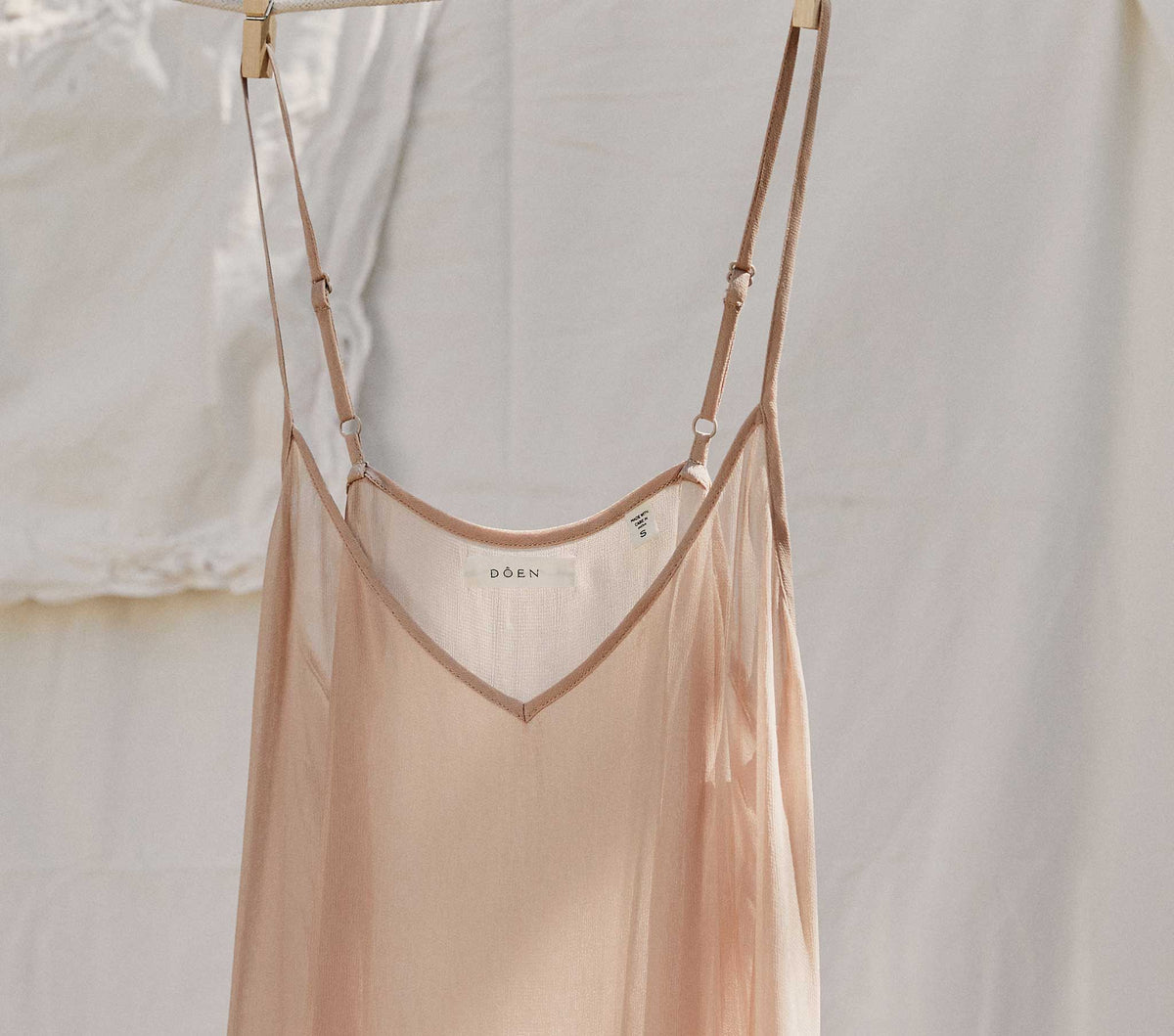 Long Deep V-Neck Slip in Conch, view 2