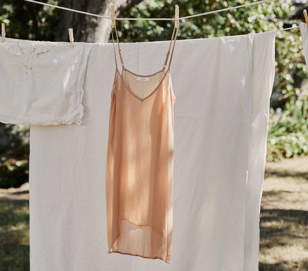 Short Deep V-Neck Slip in Sand Dollar