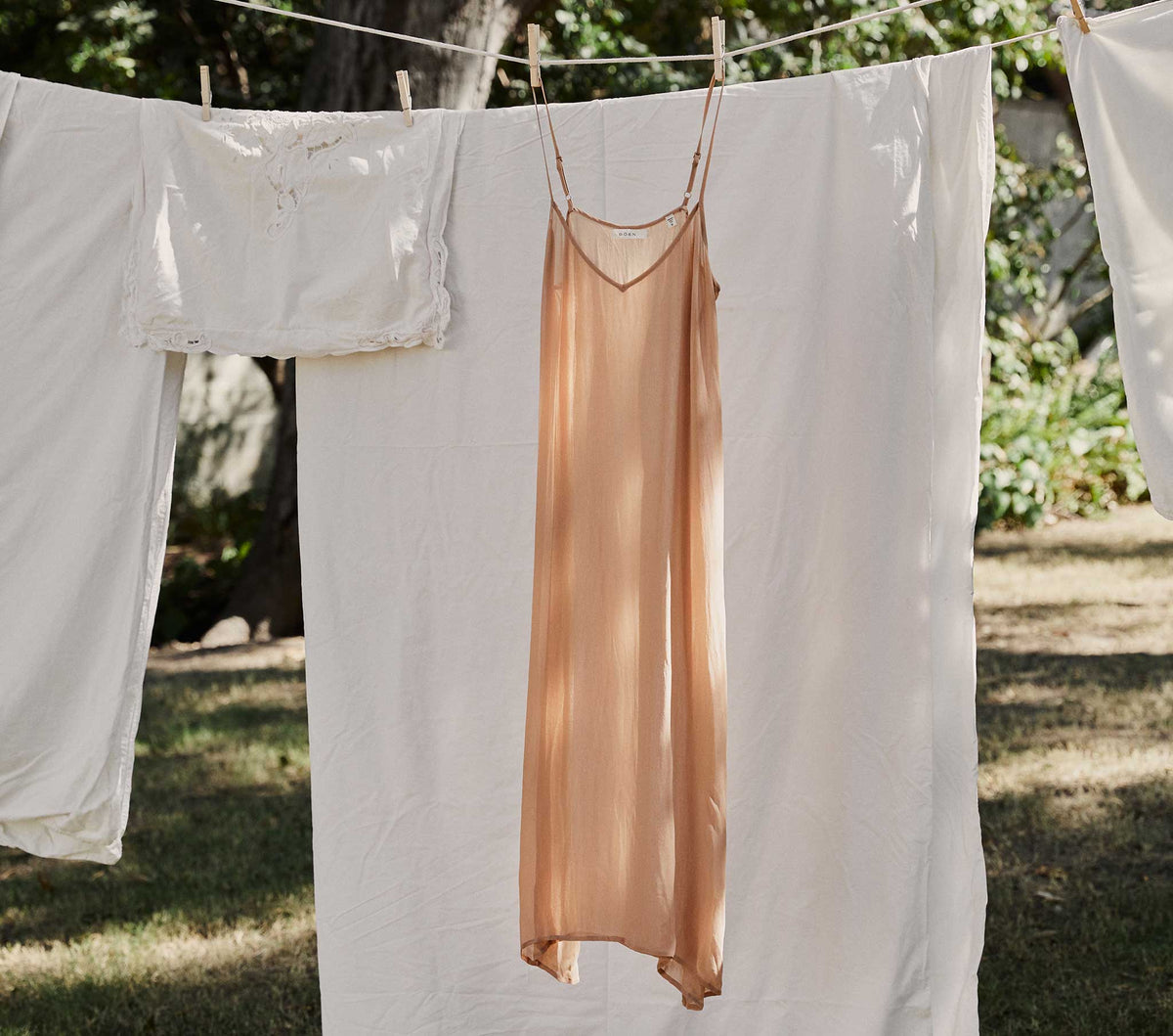 Long Deep V-Neck Slip in Sand Dollar