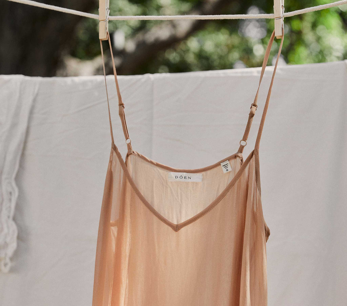 Long Deep V-Neck Slip in Sand Dollar, view 2