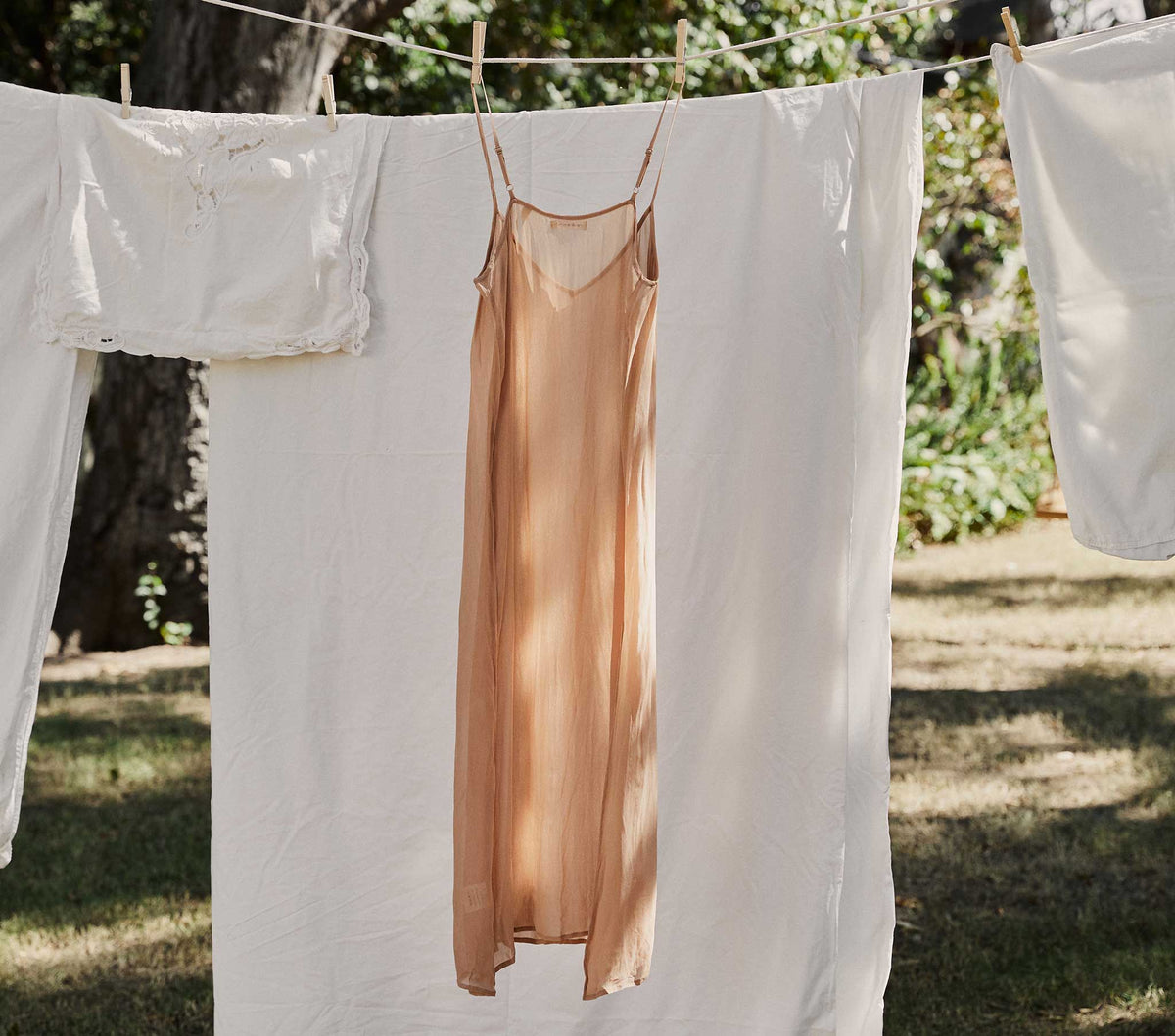 Long Deep V-Neck Slip in Sand Dollar, view 3