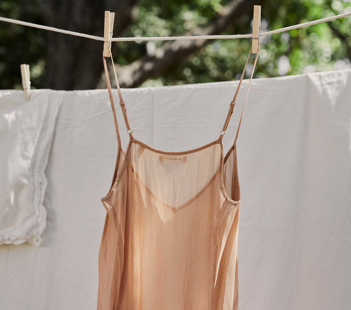 Long Deep V-Neck Slip in Sand Dollar, view 4