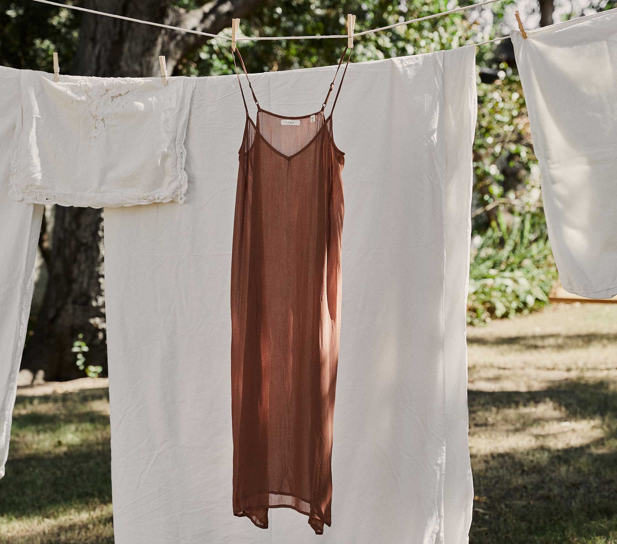 Long Deep V-Neck Slip in Carob, view 4