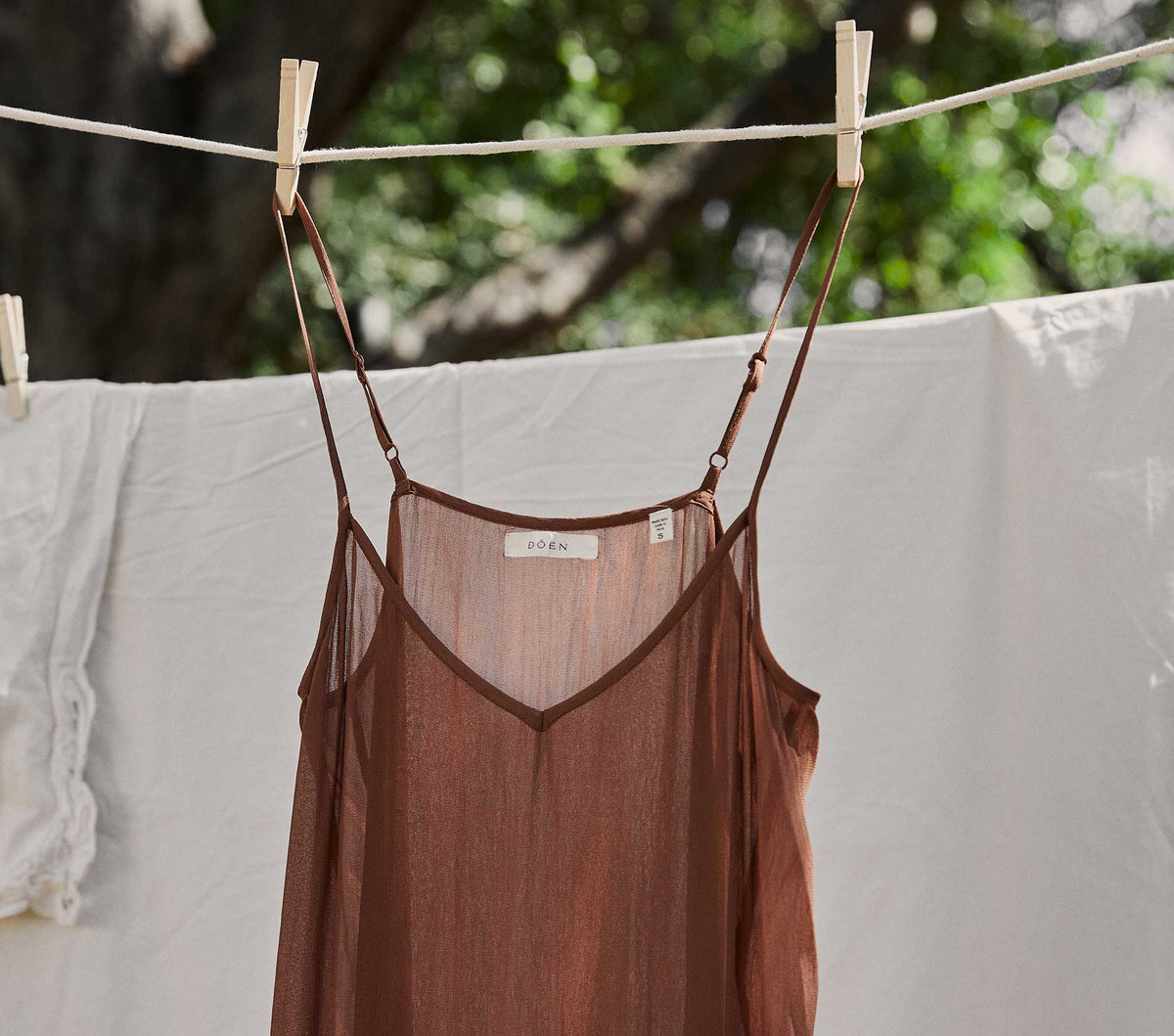 Long Deep V-Neck Slip in Carob, view 3