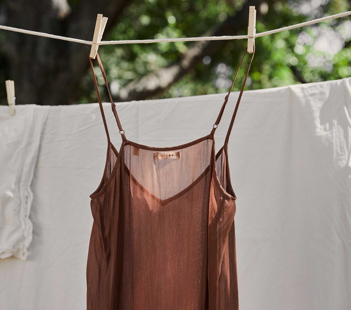 Long Deep V-Neck Slip in Carob, view 5