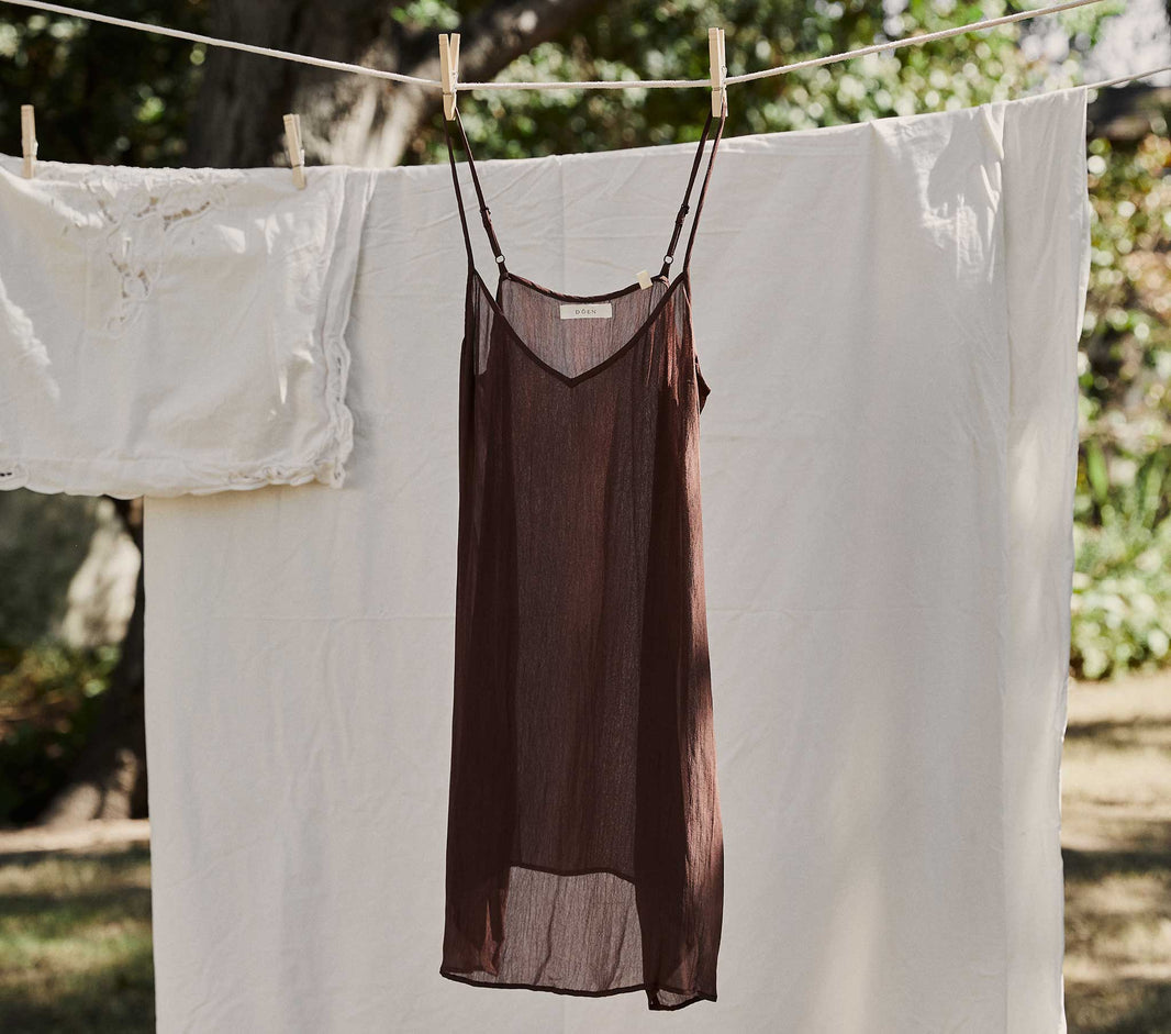 Short Deep V-Neck Slip in Umber