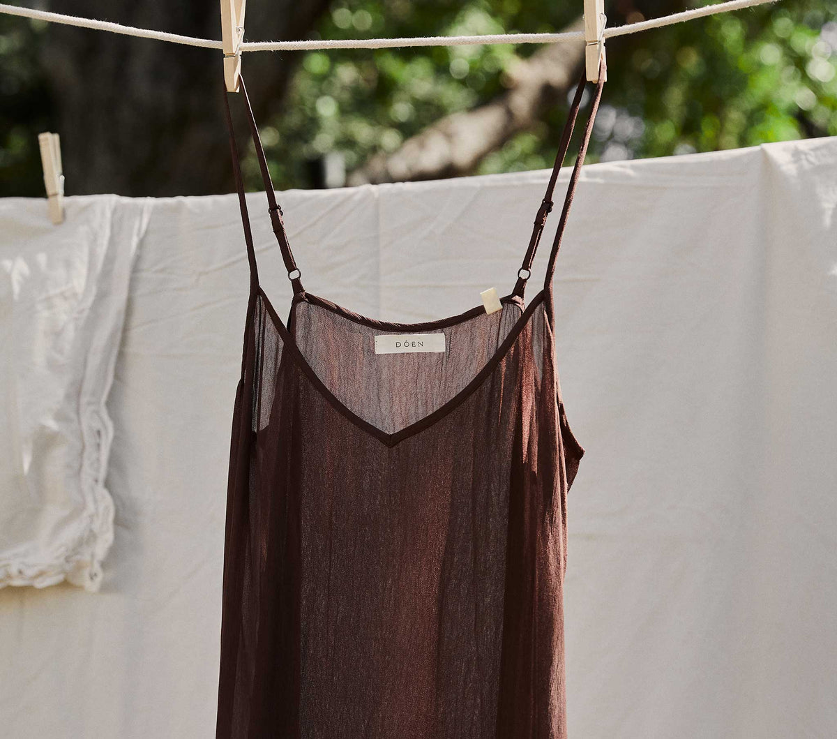 Long Deep V-Neck Slip in Umber, view 3