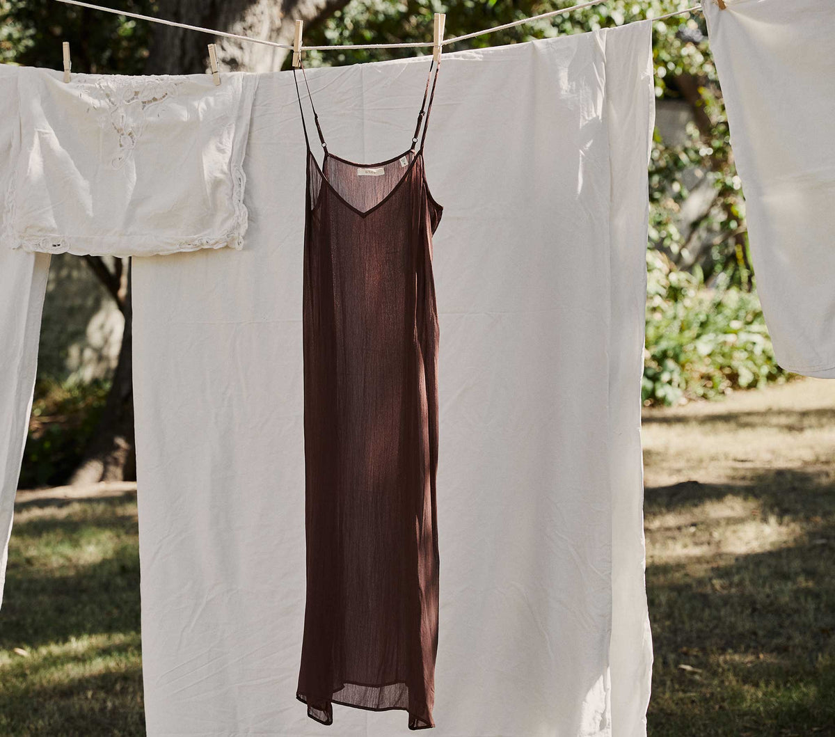 Long Deep V-Neck Slip in Umber, view 4