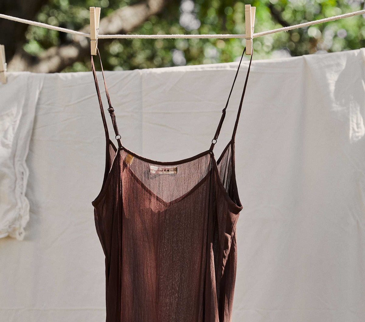 Long Deep V-Neck Slip in Umber, view 5