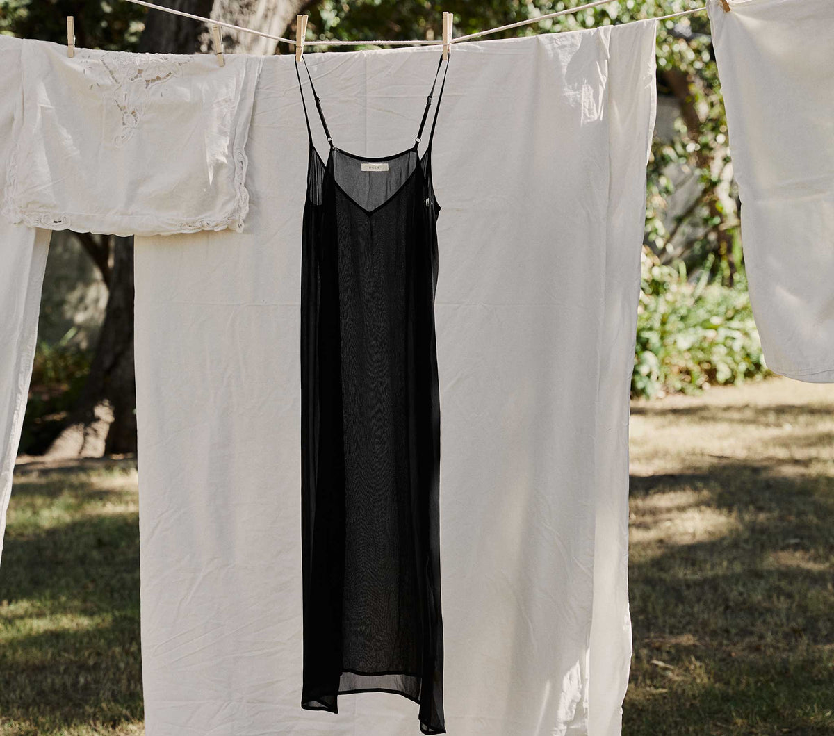 Long Deep V-Neck Slip in Black