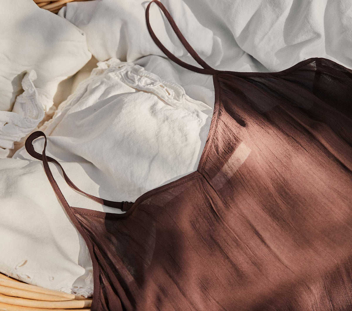 Long Deep V-Neck Slip in Umber, view 2