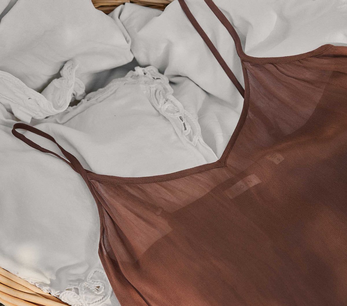 Long Deep V-Neck Slip in Carob, view 2