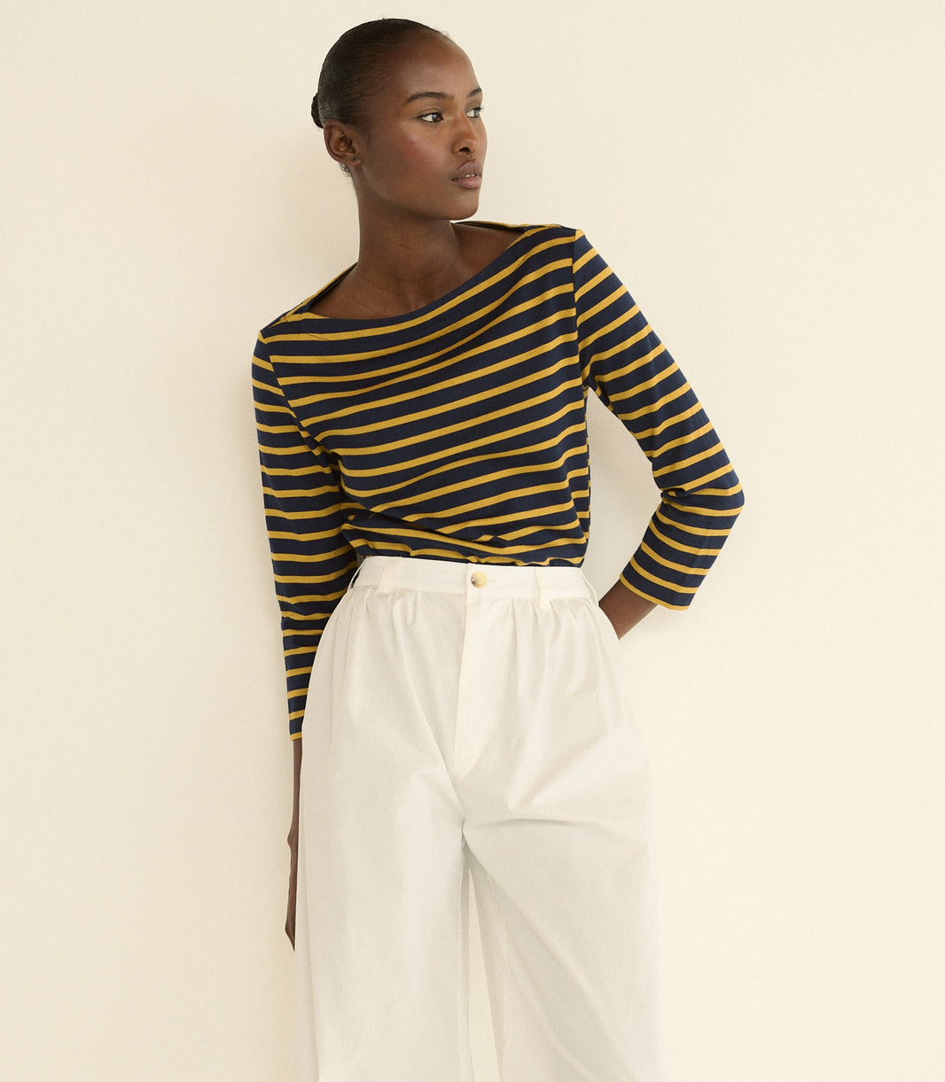 Donnie Tee in Navy Breton Stripe