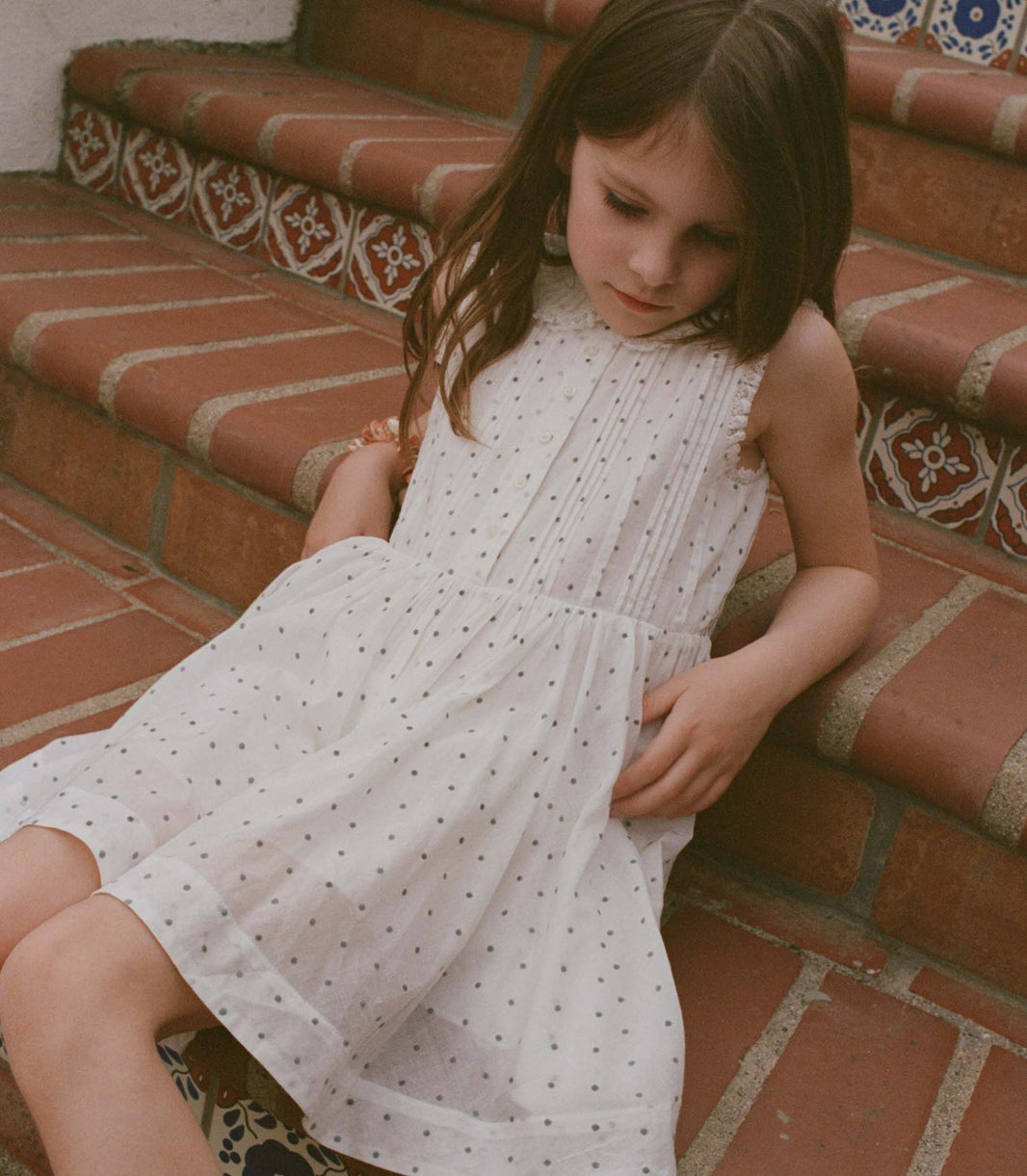 Elly Dress in Salt Flock Dot