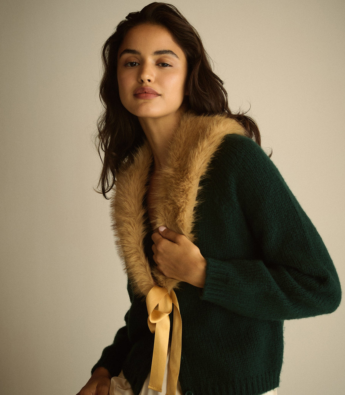 Elouane Collar in Honey Brown Faux Fur