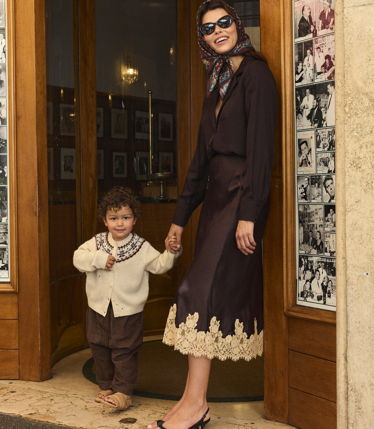 Elowen Skirt in Equestrian Brown with Cream Lace, view 9
