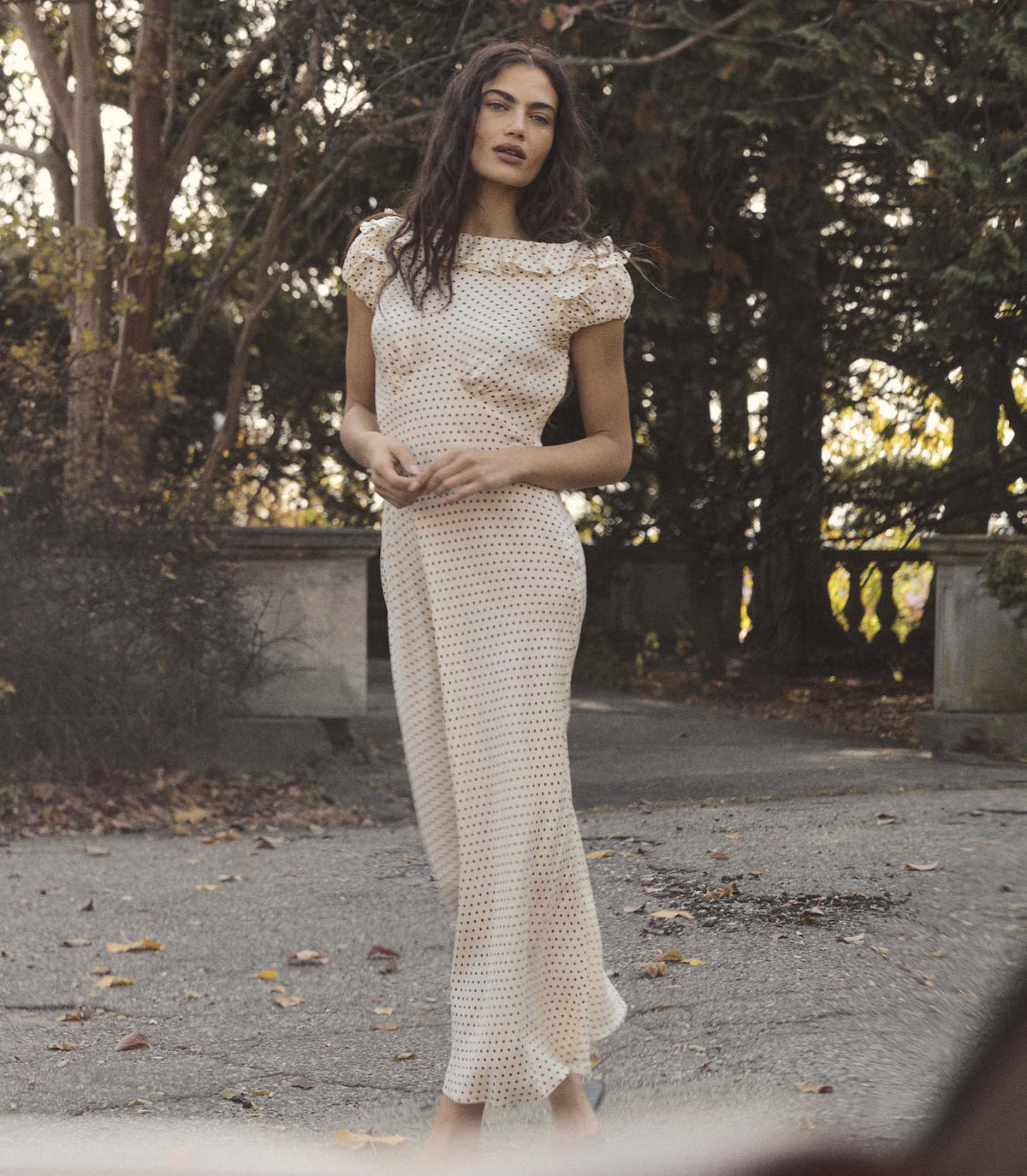 Emerence Dress in Crème Portia Dot, view 3