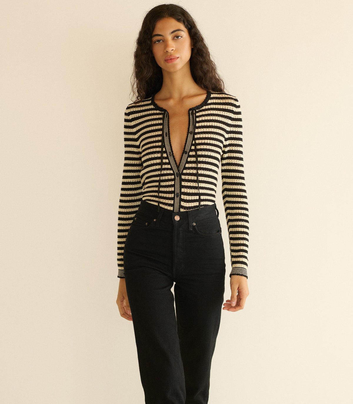 Everlyn Cardigan in Sidonie Stripe, view 3
