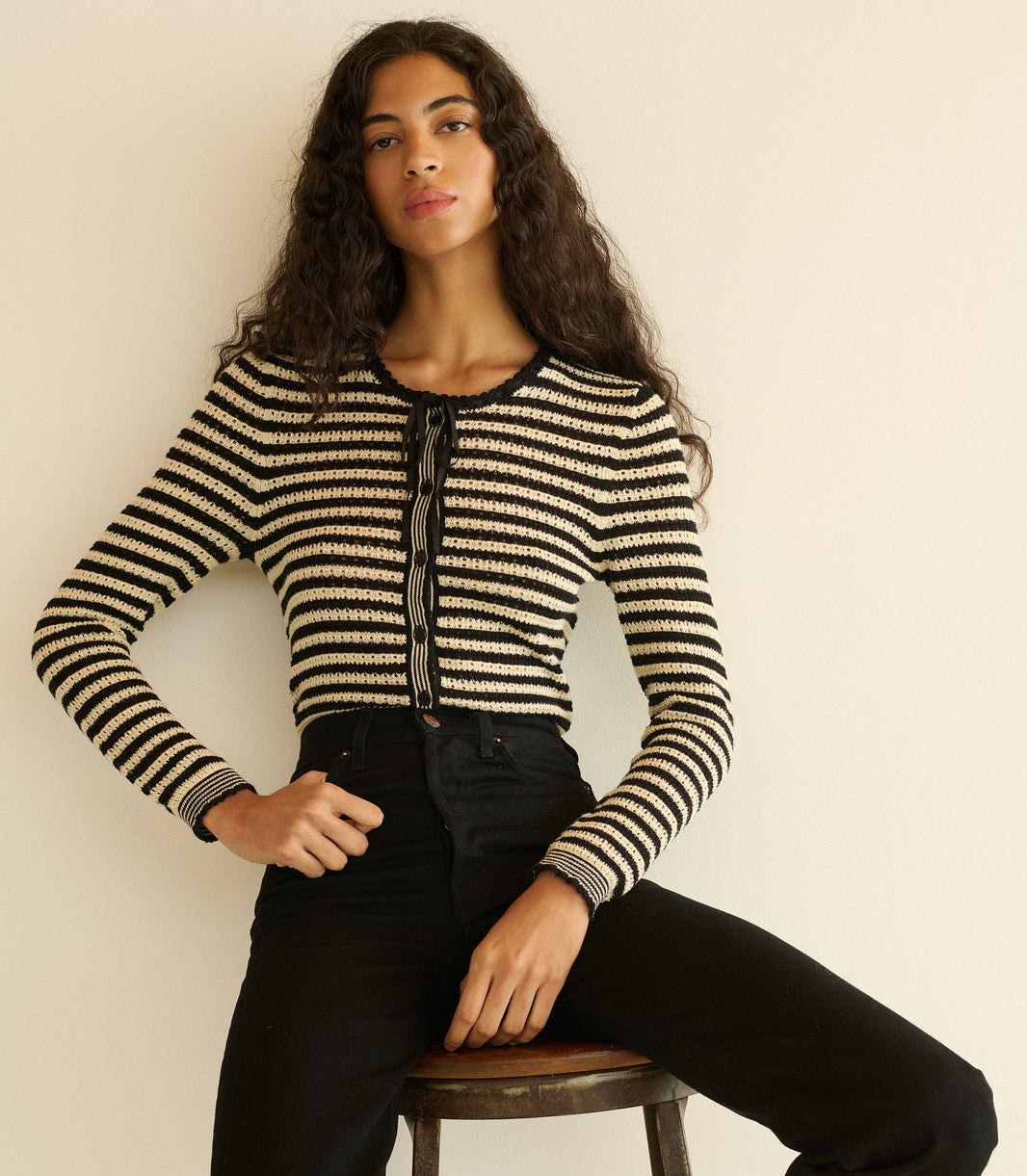 Everlyn Cardigan in Sidonie Stripe