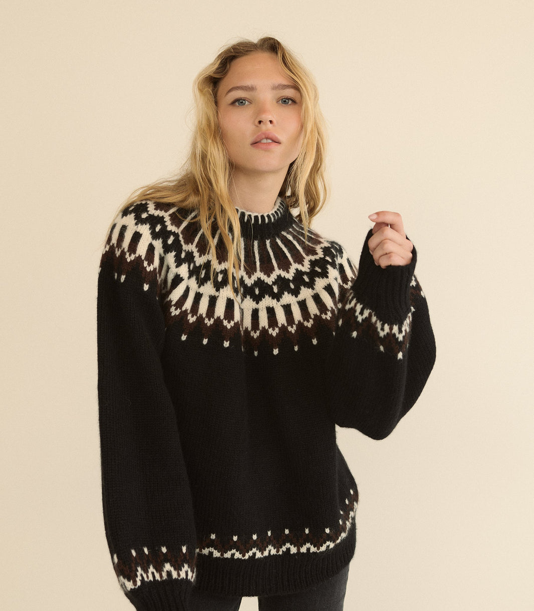 Field Sweater in Black Aberdeen Fair Isle