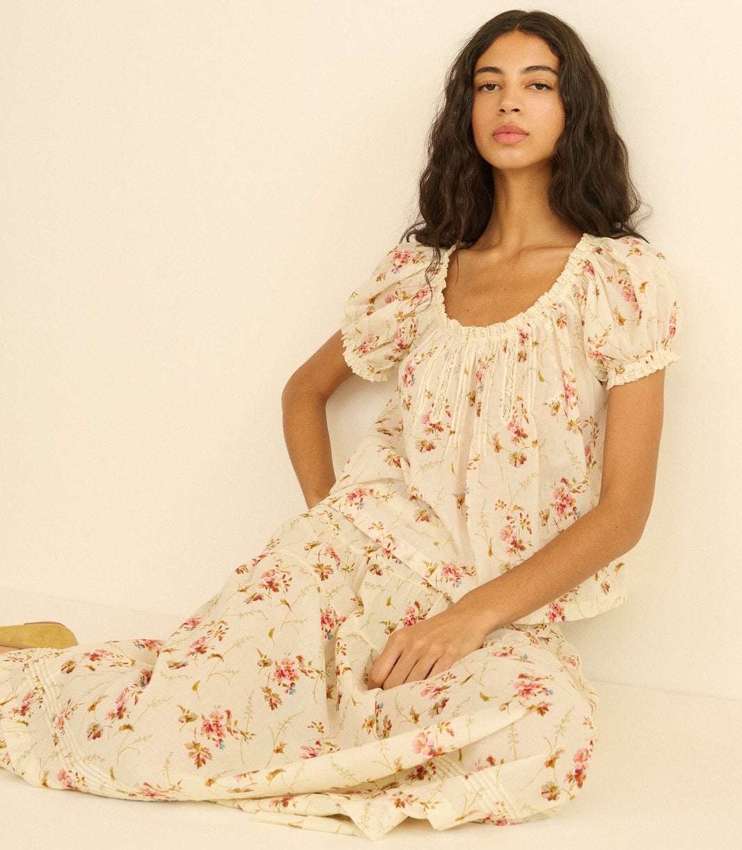 Frederica Top in Blanc Prairie Rose